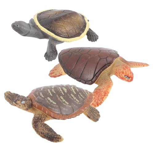 HOOTNEE 3 Stück Teiliges Lebensnahe Schildkrötenfiguren aus Langlebigem Material Detailgetreue Miniatur Schildkröten für Dekoration und Spiel für Sammler von HOOTNEE