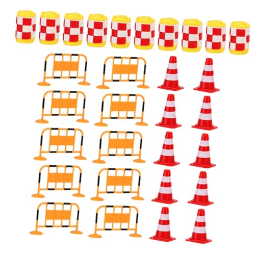 HOOTNEE 30st Straßenschild Barrikade Spielzeug Feldmarkierungskegel Kleine Orangefarbene Zapfen BAU-kuchenaufsatz Mini-verkehrszeichen Mini-Agility-Kegel Verkehrskegel Kind Puzzle Abs von HOOTNEE