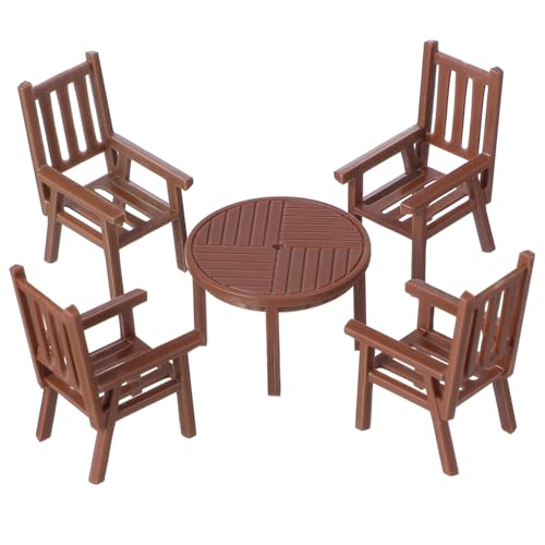 HOOTNEE 3Sätze Mini Tischstuhl Set aus Teiliges Möbelmodell für Puppenhaus und Miniaturlandschaften für Kreative Wohnaccessoires und Spielzeugdekoration von HOOTNEE