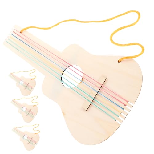 HOOTNEE 4 Sätze DIY Holz Gitarre für Unvollendete Musikinstrumente zum Selbermachen Teiliges Kreatives Basteln für DIY Projekte Fördert die Kreativität und Geschicklichkeit von HOOTNEE