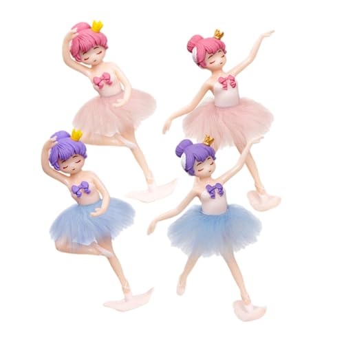 HOOTNEE 4 Stück Ballerina-mädchen Mädchendekoration Tanzende Mädchenpuppe Ballett-mädchen-kuchenaufsatz Kuchendeckel Spieluhr-puppenornament Tanzmädchenfigur Statue Innere Schreibtisch Pvc von HOOTNEE