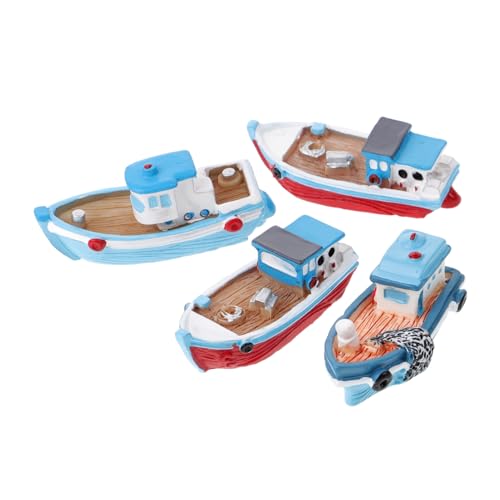 HOOTNEE 4 Stück Fischerboot Ornamente Aus Kunstharz, Mini Harzboot, Miniatur Boot Ornament, Einfaches Boot, Kunstharzstatue, Kleines Boot, Spielzeug, Mini Boot, Spielzeugboot Modell, HOOTNEE 4 Stück Fischerboot Ornamente Aus Kunstharz, Mini Harzboot, Miniatur Boot Ornament, Einfaches Boot, Kunstharzstatue, Kleines Boot, Spielzeug, Mini Boot, Spielzeugboot Modell, von HOOTNEE