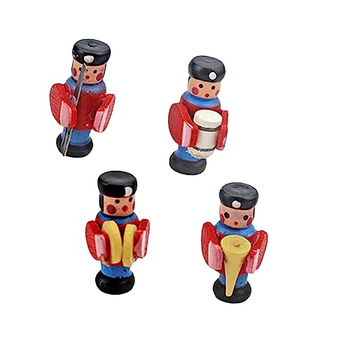 HOOTNEE 4 Stück Mini-Drum-Figuren Miniatur-holzschlagzeuger Spielzeuge Mini-Puppen Bücherregal-dekor Miniaturdekoration DIY-Dekoration Musik Dekor L110 Rot Kunsthandwerk Hölzern Puppenhaus von HOOTNEE