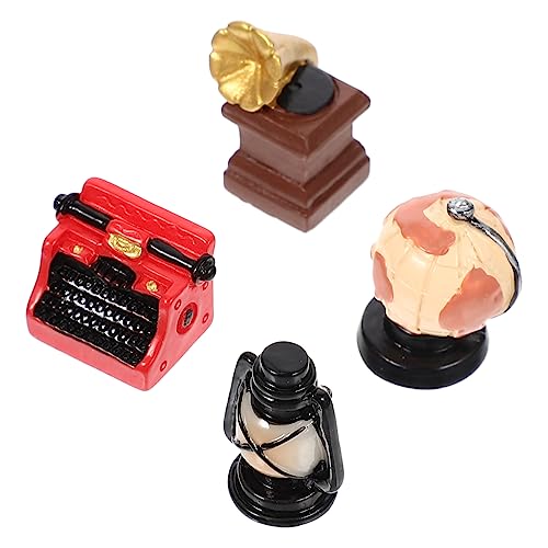 4 Stück Mini-heimdekoration Puppe Spielzeug Mini-zubehör Für Puppen Mini-phonographenmodell Miniatur-puppenhausmöbel Tischdekoration Kerosinlampe Puppenzubehör Klavier Harz von HOOTNEE