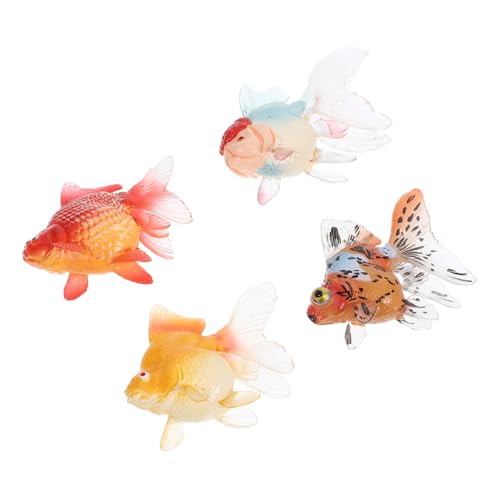 HOOTNEE 4 Stück Realistische Goldfischfiguren, Simulation, Fischerkennungsmodell, Simulation, Goldfischmodell, Fischornament, Realistische Fischmodelle, Goldfischmodelle, Tierfigur, von HOOTNEE