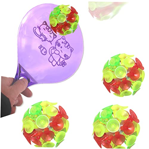 HOOTNEE 4 Stück Saugnapfbälle Für Kinder Mit Saugnapf Hüpfball-spielzeug Leuchtend Geeignet Für Partys Und Indoorspiel von HOOTNEE