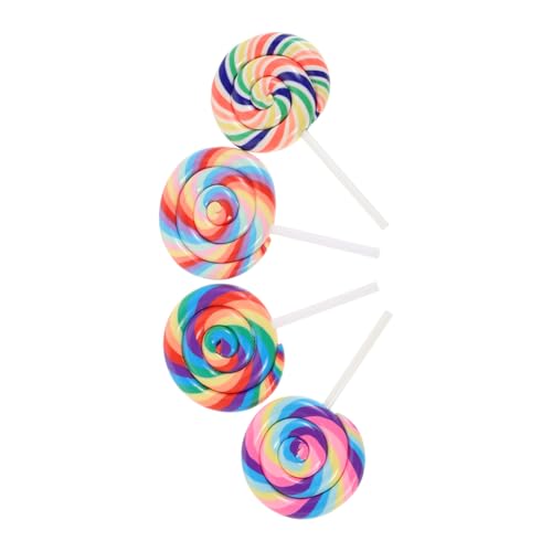 HOOTNEE 4stücke Teiliges Miniatur Lutscher-Dekorationen Realistische Lollipop-Requisiten Für Puppenhäuser Hochzeiten Bastelarbeiten Und Fotorequisiten Bunten Farben von HOOTNEE