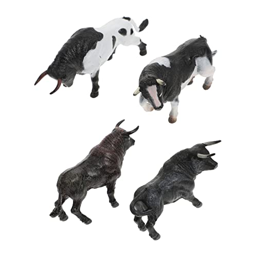 HOOTNEE Bullentiere Für Jungen Und Mädchen 4 Stück Miniatur-kuhmodelle Wildtiermodell Lernspielzeug von HOOTNEE