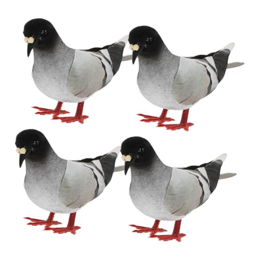 HOOTNEE 4 Stück Taubenmodell Vogelfiguren Vogel Figur Vogel- Taube Skulptur Vögel Gartenvogelfigur Gefälschte Tauben Mini Künstliche Vögel Taubendekor Künstliche Feder von HOOTNEE