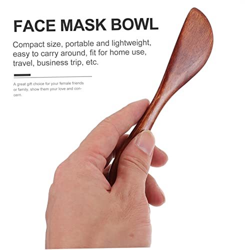 HOOTNEE 4 Stück Teiliges DIY Holz Gesichtsmasken mit Rührschüssel Pinsel und Werkzeugen Ergonomisch Kompakt Leicht für Zuhause Reisen Unterwegs zum Mischen und Auftragen von von HOOTNEE