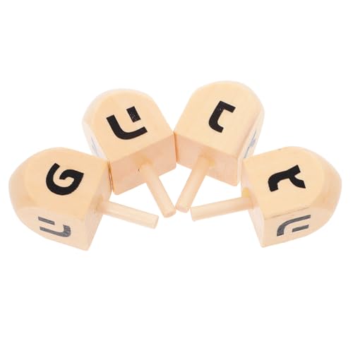 HOOTNEE 4 Stück Teiliges Hanukkah Holzdreidel Unbemalt Traditionell mit Hebräischen Buchstaben Robustes DIY Bastelspielzeug für Erwachsene Interaktives Festtags Partyspiel von HOOTNEE