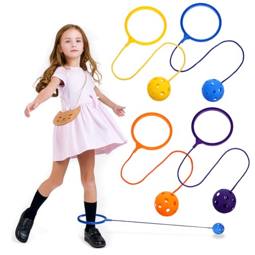 HOOTNEE 4 Stück Teiliges Knöchel Springball für Bunte Sprungspielzeuge aus Robustem Kunststoff Fördert Koordination Motorik und Ganzkörpertraining Geeignet für Drinnen und Draußen von HOOTNEE