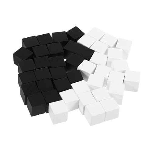 HOOTNEE 40 Stück Mini Holz Schachfiguren Schwarze Weiße Ersatzteile für Schachspiele und Dame für Brettspiele und Zubehör Kinderspielzeug für Kreatives von HOOTNEE