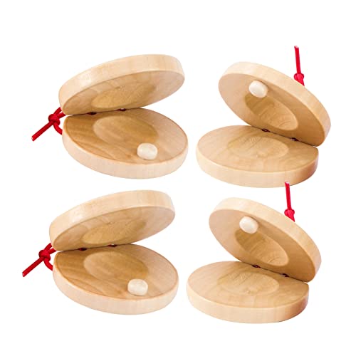 HOOTNEE 4Stücke Holz Schlaginstrumente für Musikalische Kastagnetten für Kleinkinder Percussion Spielzeuge Motorischen Fähigkeiten und Kreativität von HOOTNEE