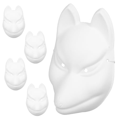 HOOTNEE 5 Stück DIY Fox Masken aus Papier zum Bemalen Leere Tiermasken für Halloween Party Cosplay und Kreative Sicherer für Erwachsene von HOOTNEE