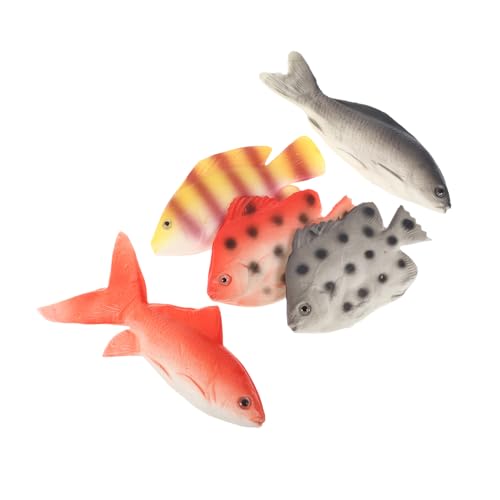 HOOTNEE 5 Stück Lebensechte Fischmodelle aus PU Realistische Simulation für Lernspielzeug und Dekoration Tiermodelle zur Meerestiererkennung von HOOTNEE