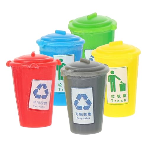 HOOTNEE 5 Stück Mini Mülleimer, Sandtisch Mülleimer, Frühes Lernspielzeug, Kleiner Mülleimer, Mülleimer Für Kinder, Dekorativer Mülleimer, Puppenhaus Ornament, Miniatur Mülleimer, von HOOTNEE