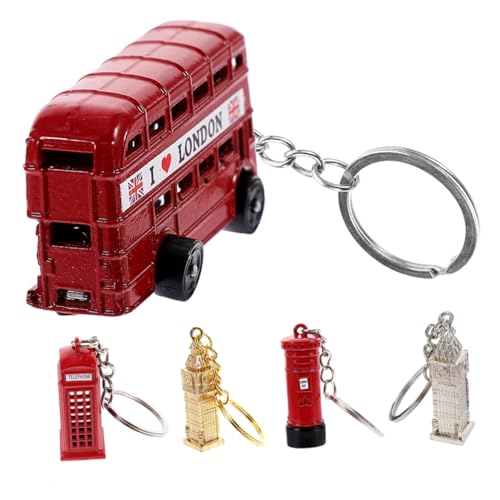 HOOTNEE 5 Stück Teiliges Britisches Busmodell Schlüsselanhänger aus Zinklegierung Vintage Stil Schlüsselanhänger mit London Telefonzelle Postkasten und Big Anhänger Robust und Dekorativ HOOTNEE 5 Stück Teiliges Britisches Busmodell Schlüsselanhänger aus Zinklegierung Vintage Stil Schlüsselanhänger mit London Telefonzelle Postkasten und Big Anhänger Robust und Dekorativ von HOOTNEE