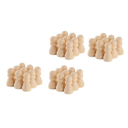 HOOTNEE 50 Stück Teiliges Unbemaltes Schachfiguren aus Holz Naturfarben zum Bemalen und Basteln Fördert Kreativität und Handwerkliches Geschick für DIY Schachspiel Zubehör Dekorativ für von HOOTNEE