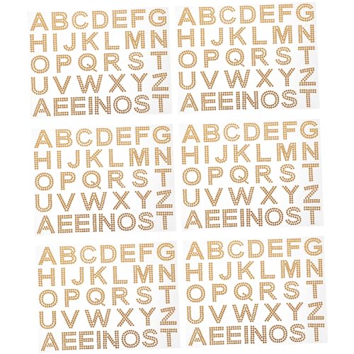 HOOTNEE Selbstklebende Strass-buchstabenaufkleber 6er-Pack Dekorative Blätter Zur Dekoration von HOOTNEE