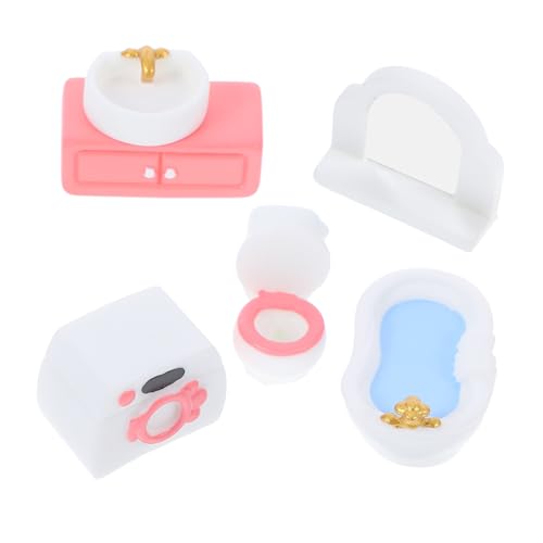 HOOTNEE 6 Stück Badezimmermöbel für Puppenhaus Teiliges DIY Zubehör mit Badewanne Toilette Waschmaschine Waschbecken Spiegel und Schrank Charmante Dekoration für Puppenhaus Badezimmer HOOTNEE 6 Stück Badezimmermöbel für Puppenhaus Teiliges DIY Zubehör mit Badewanne Toilette Waschmaschine Waschbecken Spiegel und Schrank Charmante Dekoration für Puppenhaus Badezimmer von HOOTNEE
