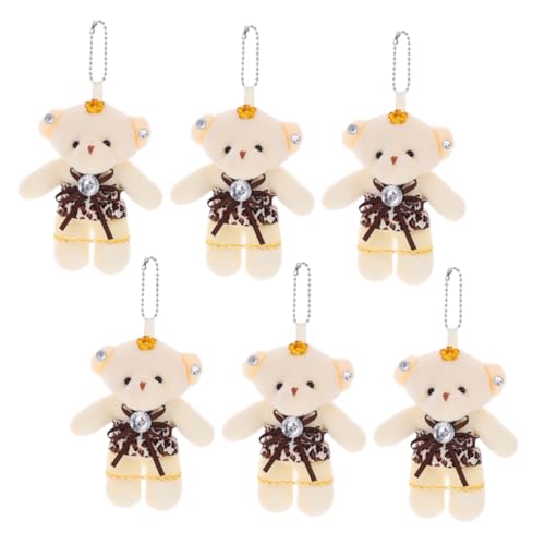 HOOTNEE 6 Stück Bär Anhänger Süße Plüsch Schlüsselanhänger für Diy Deko Partygeschenke Tiefbraun Multifunktionale Taschenaccessoires von HOOTNEE