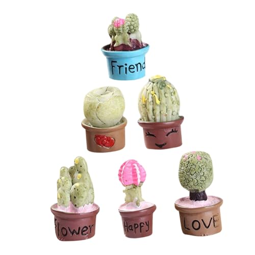HOOTNEE 6 Stück Dreidimensionale Topfpflanzen, Schreibtischdekor, Harz, Sukkulenten, Mini Pflanzen, Figuren, Bürodekoration, Mini Topfpflanze, Garten, Miniatur Ornament, von HOOTNEE