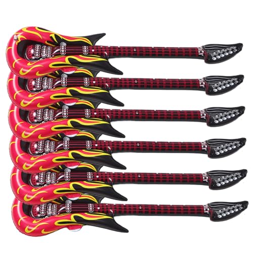 HOOTNEE 6 Stück Teiliges Aufblasbares Gitarren PVC Bunte Kinderinstrumente für Poolparty Geburtstag Bühnenrequisiten und Wasserspielzeug für Jungen und Mädchen von HOOTNEE