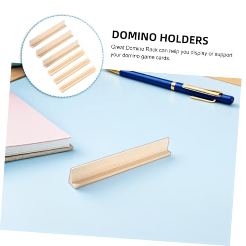 HOOTNEE 6 Stück Teiliges Holz Domino mit Wiederverwendbaren Ständern und Ablagen Stabiler Desktop Halter für Domino Spiele und Kreative Bastelprojekte Glatte Kanten Naturfarben von HOOTNEE