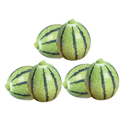 6St künstliche Früchte lebensechtes Wassermelonenmodell Simulation Wassermelonen Ornament Obst Mini-Szenen-Layout-Requisite Miniatur-Wassermelone Lebensmittel Puppenhaus Brot Harz von HOOTNEE