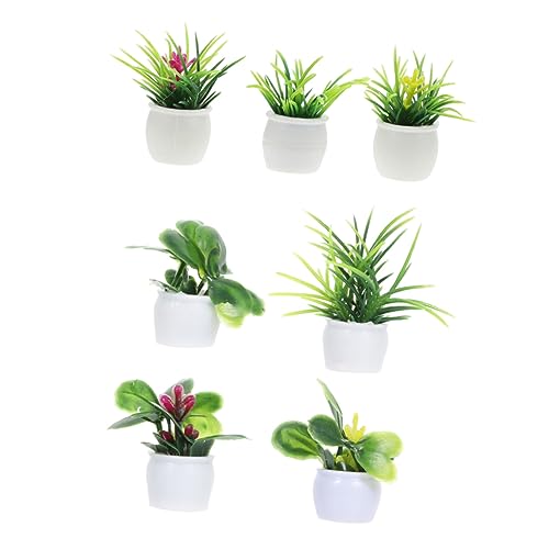 HOOTNEE 7 Stück Mini Pflanzenmodell Mini Kunstpflanzen Mini Pflanzen Miniaturpflanzen Grünpflanzen Ornament Miniatur Kunstpflanzen Dekorationen Puppenhaus Kleine von HOOTNEE