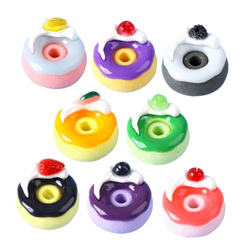 HOOTNEE 8 Stück Simulierte Obstdekorationen, Donut Requisite, Donut Anhänger, Gefälschter Donut, Gefälschte Lebensmittelverzierung, Donut, Fotoautomat, Hochzeitsfoto Requisite, von HOOTNEE