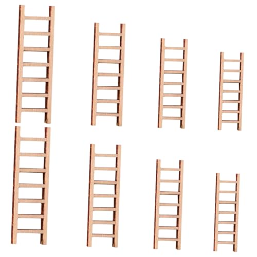 HOOTNEE 8 Stück Teiliges Miniatur Holzleiter Natürliche Mikro Landschaftsdekoration für Puppenhaus und Garten DIY Mini Leiter Basteln Zubehör für Detailreiche Miniatur Szenerien von HOOTNEE