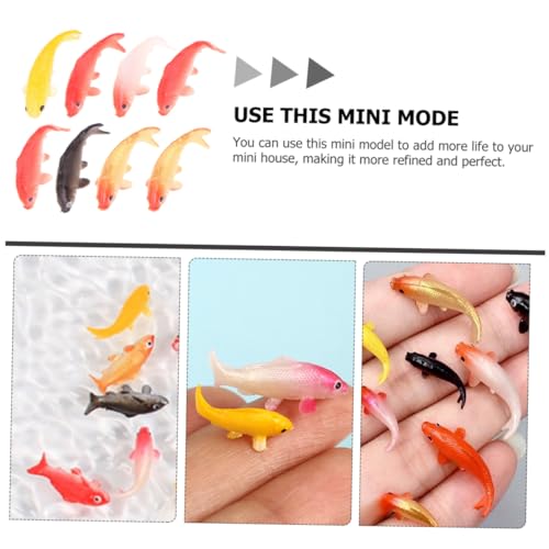 HOOTNEE 8 Stück Teiliges Miniatur Koi Fisch Modelle Langlebig Farbenfroh Aquarium Dekoration für Terrarien und Miniaturhäuser Teichfiguren Schwimmende Deko für Zuhause und Büro von HOOTNEE