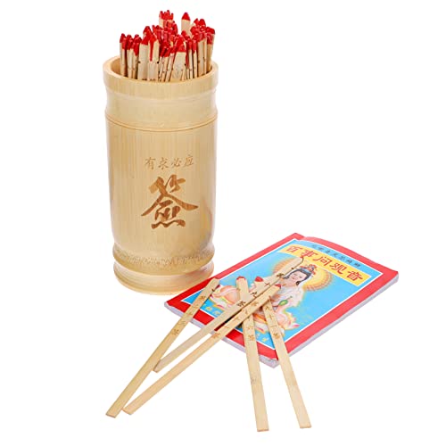 HOOTNEE Buddha Wahrsagestäbe mit Bambusbehälter und Buch Chinesische Divination Requisiten für Familienfeiern und Tempel für Spirituelle Anlässe HOOTNEE Buddha Wahrsagestäbe mit Bambusbehälter und Buch Chinesische Divination Requisiten für Familienfeiern und Tempel für Spirituelle Anlässe von HOOTNEE