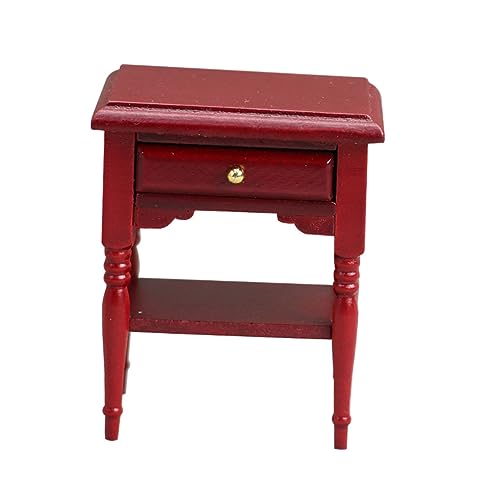 HOOTNEE Dollhouse Dekoration Roter Nachttisch Zubehör für Mini und Spielzeugzimmer von HOOTNEE