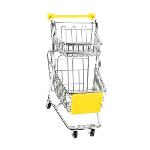 HOOTNEE Einkaufswagen Mini-Trolley vorgeben für Auto Karren Mini-Wagen- Kleinkind-Einkaufswagen- Kinderwagenspielzeug Eisen Gelb von HOOTNEE