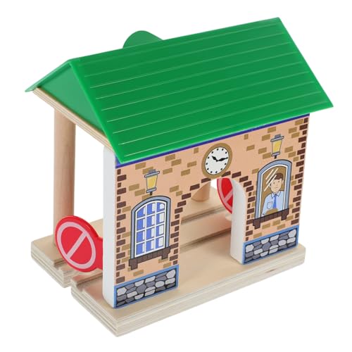 HOOTNEE Eisenbahnschienenzubehör Kinderzüge Requisitenbahnhof Zug Bahnhof Holzbahnhof Simulationsbahnhof Spielzeugbahnhof Modell Spielbahnhof Modell Kinderspielzeug von HOOTNEE