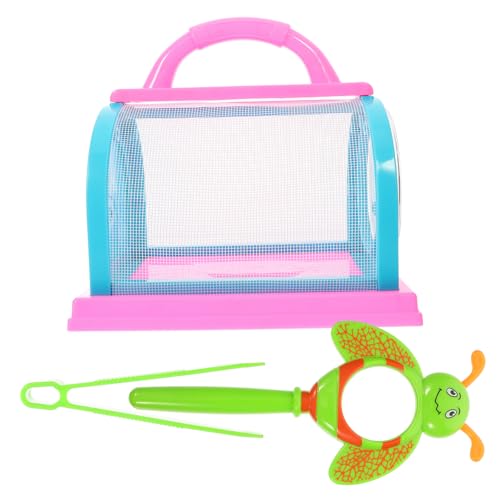 HOOTNEE Insekten Beobachtungsbox Set Tragbarer Insektenkäfig Für Draußen Ideal Für Schmetterlinge Mit 2 Netzkäfigen & 1 Cartoon Lupe Und 1 Pinzette Outdoor von HOOTNEE