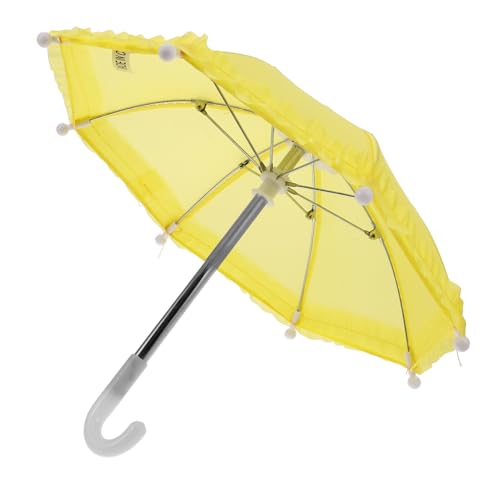 HOOTNEE Dekorativer Mini-Regenschirm Für Puppenhaus 43 cm Höhe Gelb Puppenzubehör Foto-Requisiten Realistische Proportionen von HOOTNEE