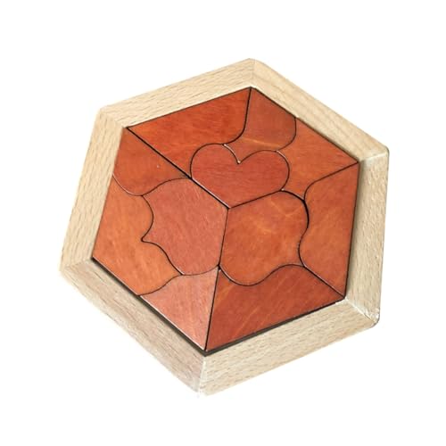 HOOTNEE Lernspielzeug aus Holz Tangram Puzzle lernspielzeug feinmotorik Educational Toys Babyspielzeug Spielzeug Holzpuzzle Holz Puzzle Hexagon Luban-Schloss Kind Bambus von HOOTNEE