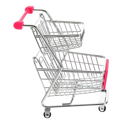HOOTNEE Mini Einkaufswagen für Doppelschichtiger Handcart Supermarkt Zubehör Trolley für Rollenspiele und Aufbewahrung für Kreative und Dekoration von HOOTNEE