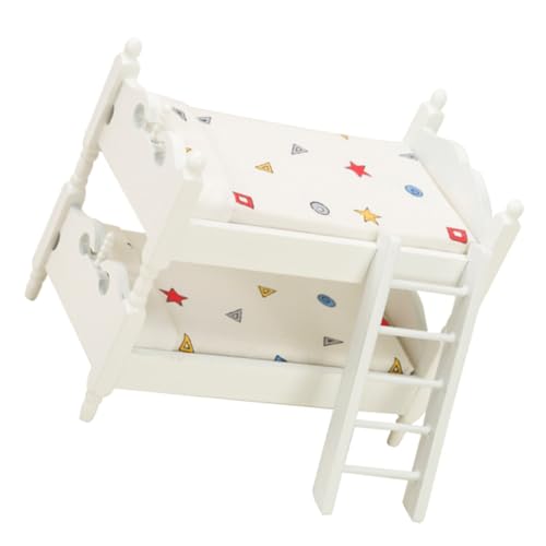HOOTNEE Mini Puppenhaus Doppelstockbett Modell Niedliches Möbelstück für Puppenhäuser Platzsparendes Design Wiederverwendbar Sicher und Langlebig für Kreative Spielwelten von HOOTNEE