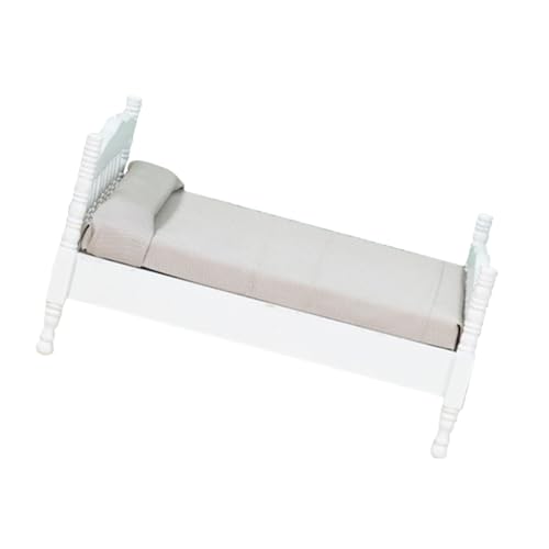 HOOTNEE Mini Schlafzimmerbett Puppenhausmöbel Simulationsbett Babypuppenbett Doppelbett Spielzeugbett Modelle Babypuppenspielzeug Puppendoppelbett Kleine Möbel Bettspielzeug von HOOTNEE