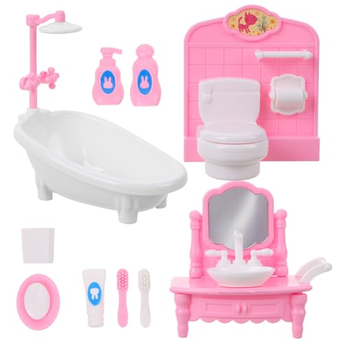 HOOTNEE Realistische Puppenhaus Miniatur Möbel Badezimmer Zubehör Kit Für Spielzeug Badezimmer Szene Prop HOOTNEE Realistische Puppenhaus Miniatur Möbel Badezimmer Zubehör Kit Für Spielzeug Badezimmer Szene Prop von HOOTNEE