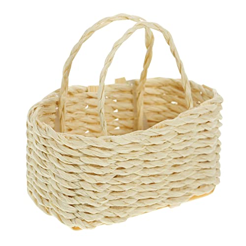 HOOTNEE Miniatur Flechtkörbe, Minikorb Mit Henkel, Miniaturmöbel Für Kinder, Korbmodell, Miniaturhaus Ornament, Miniaturkorb Schmuck, Miniaturkorb Möbel, Minimöbel von HOOTNEE