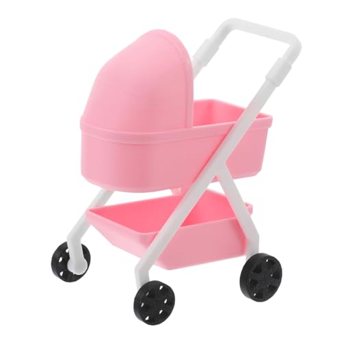 HOOTNEE Miniatur Puppenwagen Maßstab Realistische Miniatur Babyliege Für Puppenhäuser Sicherer Und Leichter Kinderwagen Für Rollenspiele Pinke Puppenwagennachbildung von HOOTNEE