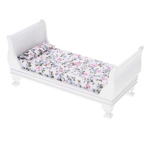 HOOTNEE Mini Öbel Set Für Puppenhaus Retro Einzelbett Perfekte Ergänzung Für Ihr Schlafzimmer Ideal Für Puppenhaus Szenen Und Dekoration Puppenmöbel von HOOTNEE