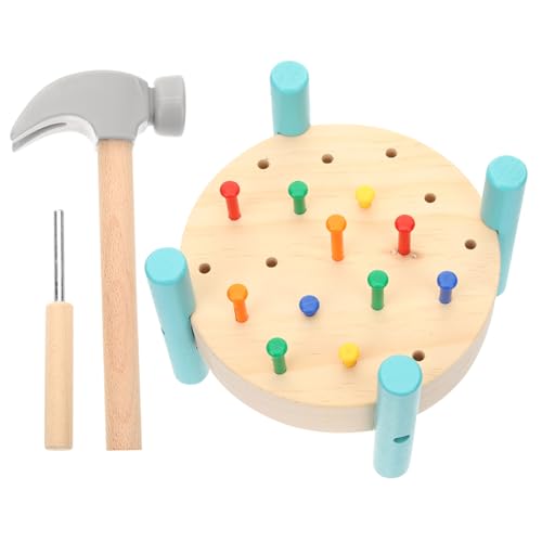 HOOTNEE Montessori Holzspielzeug Nailing Pounding Tisch Hammer Lernspiel für Kleinkinder Farbenfrohes Motorikspielzeug zur Hand Auge Koordination Sichere Holzqualität für Jungen und von HOOTNEE