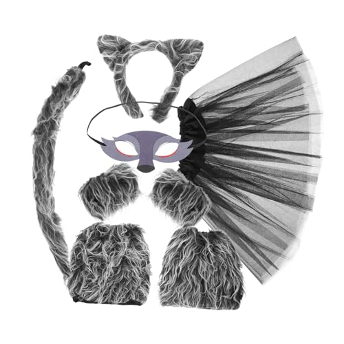 HOOTNEE Party Requisiten Stirnband Wolfskostüm Für Halloween Kostümzubehör Für Wolfsmaske Tier Anziehzubehör Für Wolf Cosplay Graue Künstliche Chemiefaser HOOTNEE Party Requisiten Stirnband Wolfskostüm Für Halloween Kostümzubehör Für Wolfsmaske Tier Anziehzubehör Für Wolf Cosplay Graue Künstliche Chemiefaser von HOOTNEE